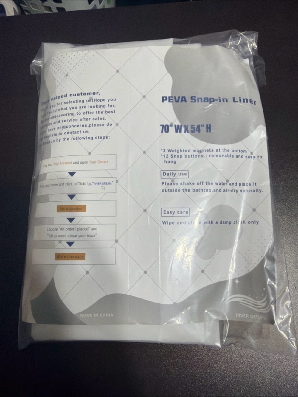 PEVA Snap-in Liner - White
